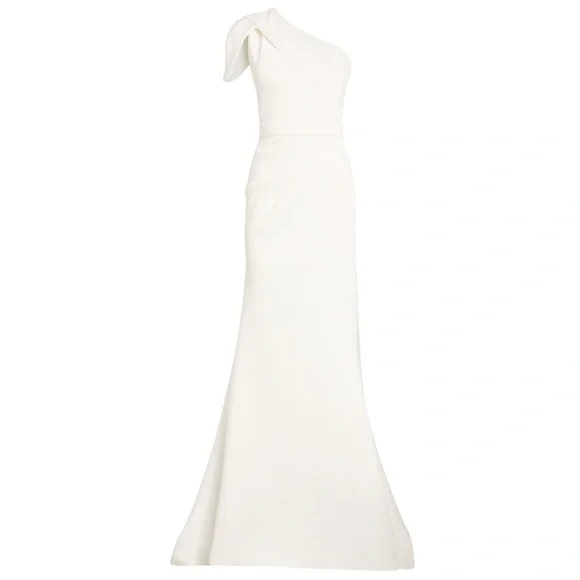 Jovani Women's White One Shoulder Side Pleat Fit Bodice Gown Dress Size 2 - Picture 5 of 8